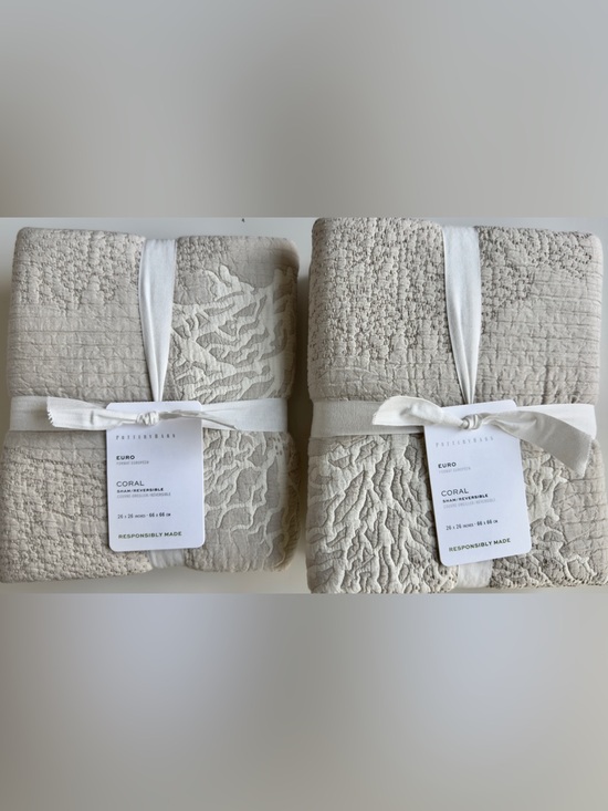 Pottery Barn Other - Pottery Barn 2 Coral Reversible Quilted Euro Shams, in Pebble, NWT, Retail $159